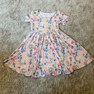 Posh Peanut Pink Floral Kids Dress
